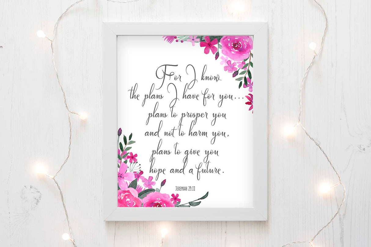 Floral Bible Verse Print, Nursery Bible Print, Bible Verse Wall Decor, Nursery Bible Art, christian wall art prints