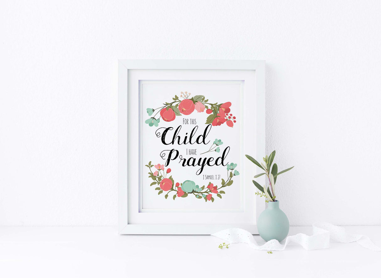 Christian Art Gifts UK, christian art prints for sale, biblical wall art nursery, Floral Bible Verse Prints