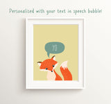 Fox Nursery Print, custom quote prints, custom quote prints uk, custom quote poster, custom qutoe wall art