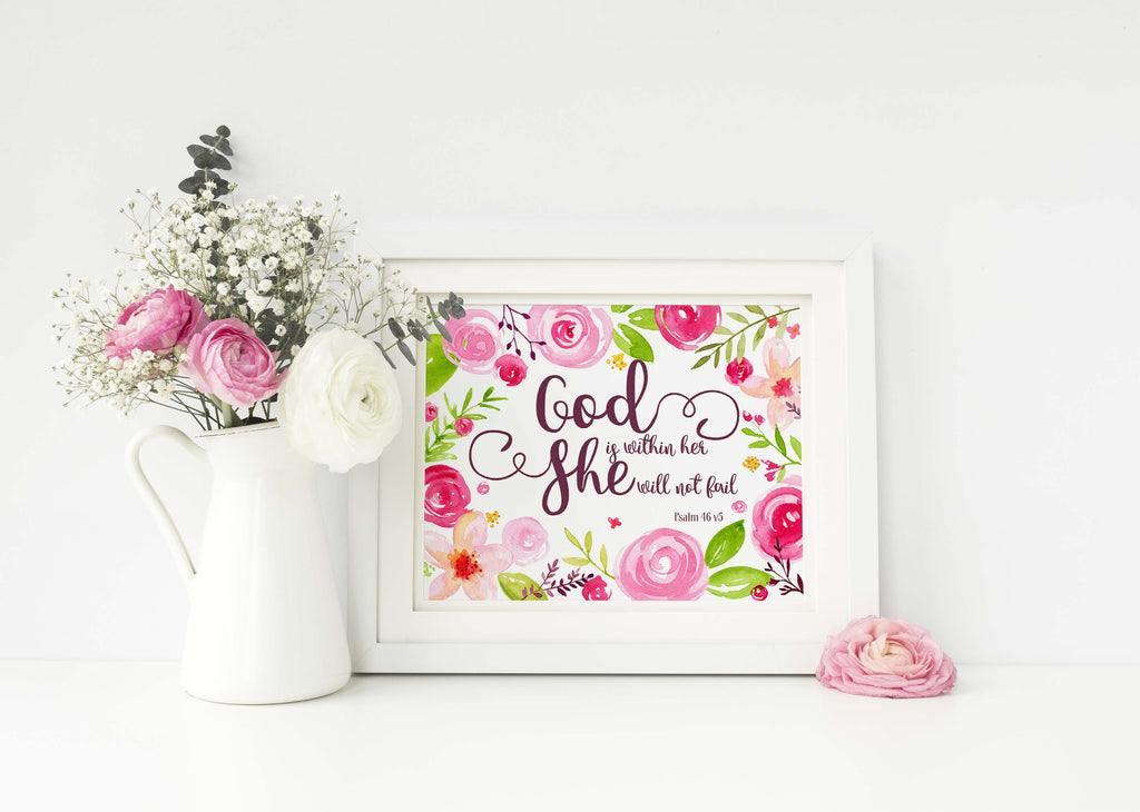 unique christian gifts, nursery bible quote, watercolor floral bible verse, scripture wall art, Modern Christian Art