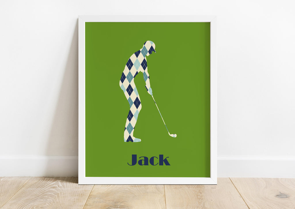 Personalised Golf Print, Golf Gifts for Baby Boy Idea, Golf Art UK