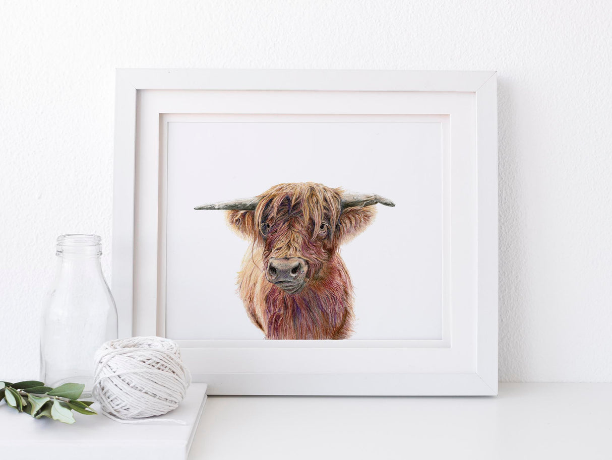 farmhouse cow picture, farmhouse decor, highland cow print, highland cow print large, large highland cow print, rustic