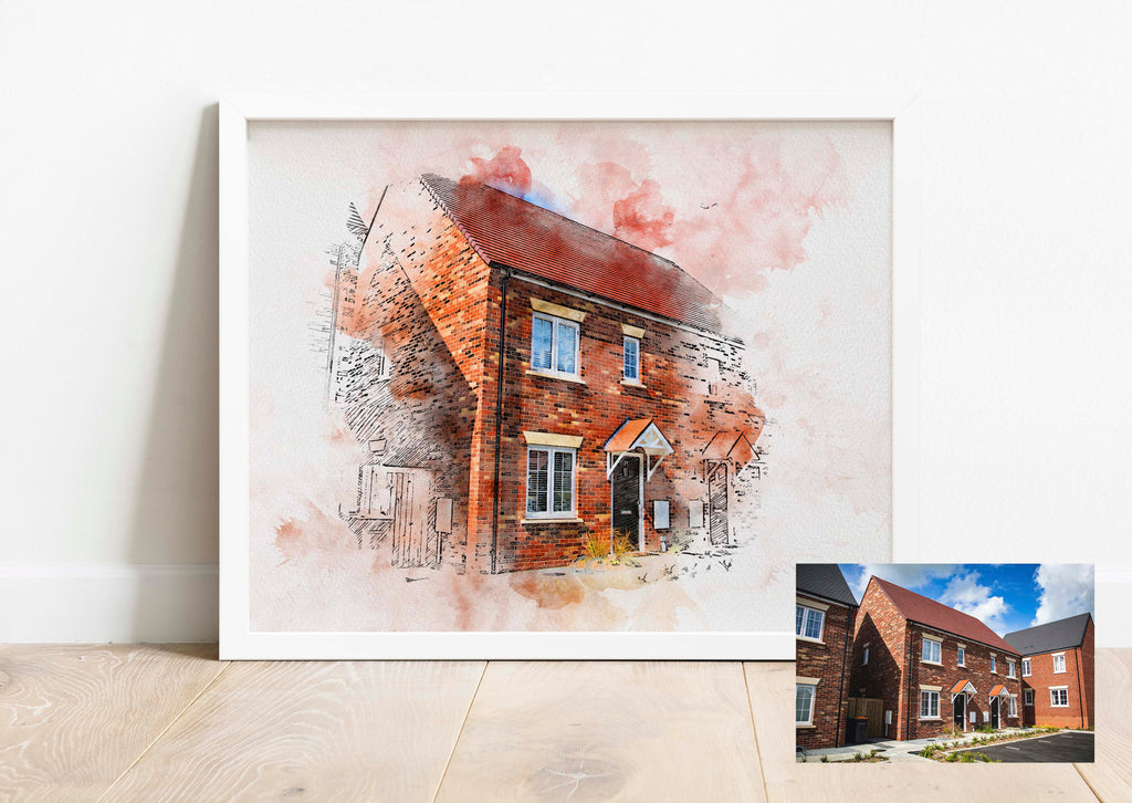 venue illustration, personalised house portraits, house sketchwatercolour house, house warming gifts new home, home sketch