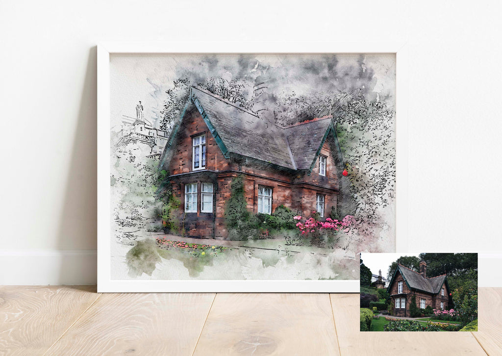 house portrait from photo, custom home watercolor, housewarming gift personalized, venue watercolor, custom house watercolor