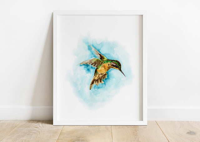 Loose Watercolor Hummingbird Print, Hummingbird Wall Art, Bird Prints, hummingbird watercolour, hummingbird decor, bird art