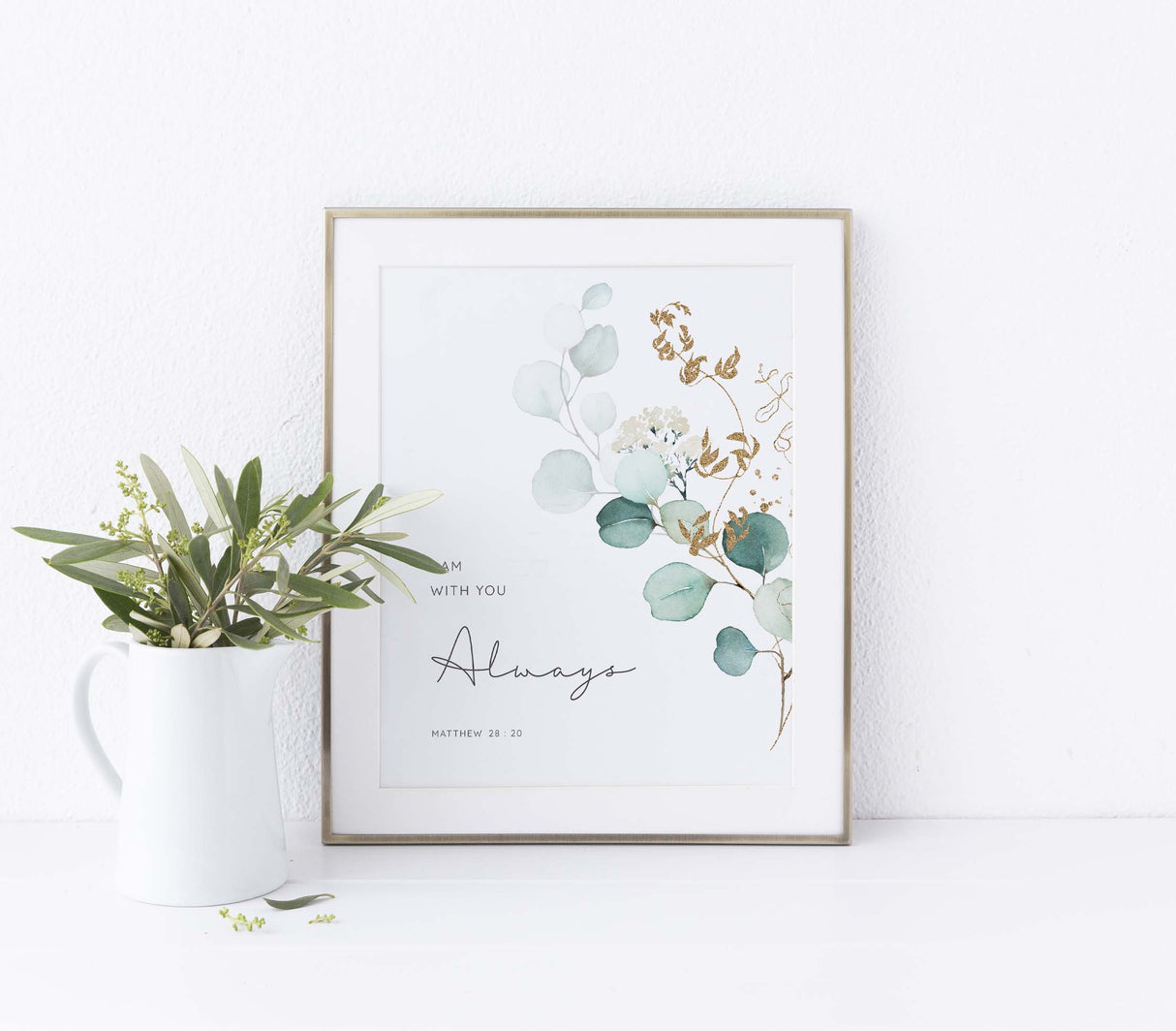 I Am With You Always Decor, Matthew 28 20 Print, Botanical Art Gifts for Christians, Modern Christian Art Prints, Pretty Biblical Wall Art