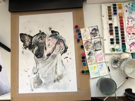 watercolor french bulldog, watercolor dog, watercolor animals, watercolor dog painting, watercolor painting, dog wall art