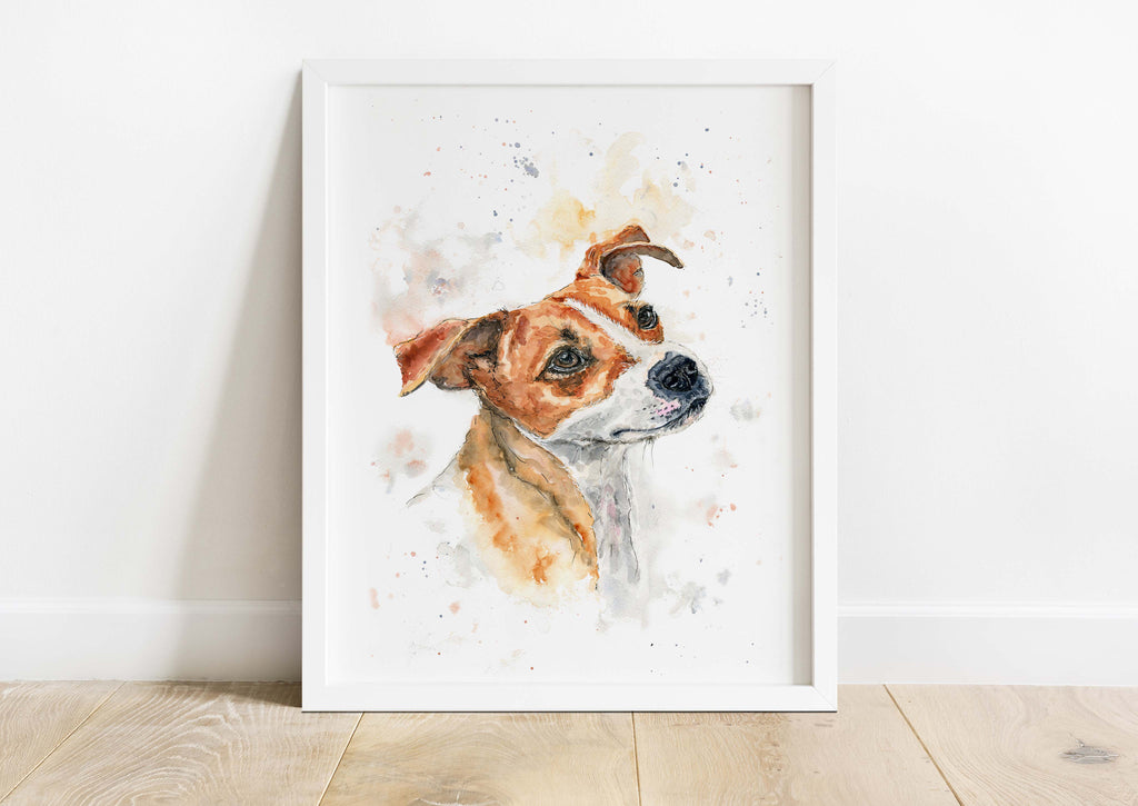 Jack Russell Terrier Portrait Art Print, Dog Art Gift Home Decor, Whimsical Jack Russell Terrier portrait art print