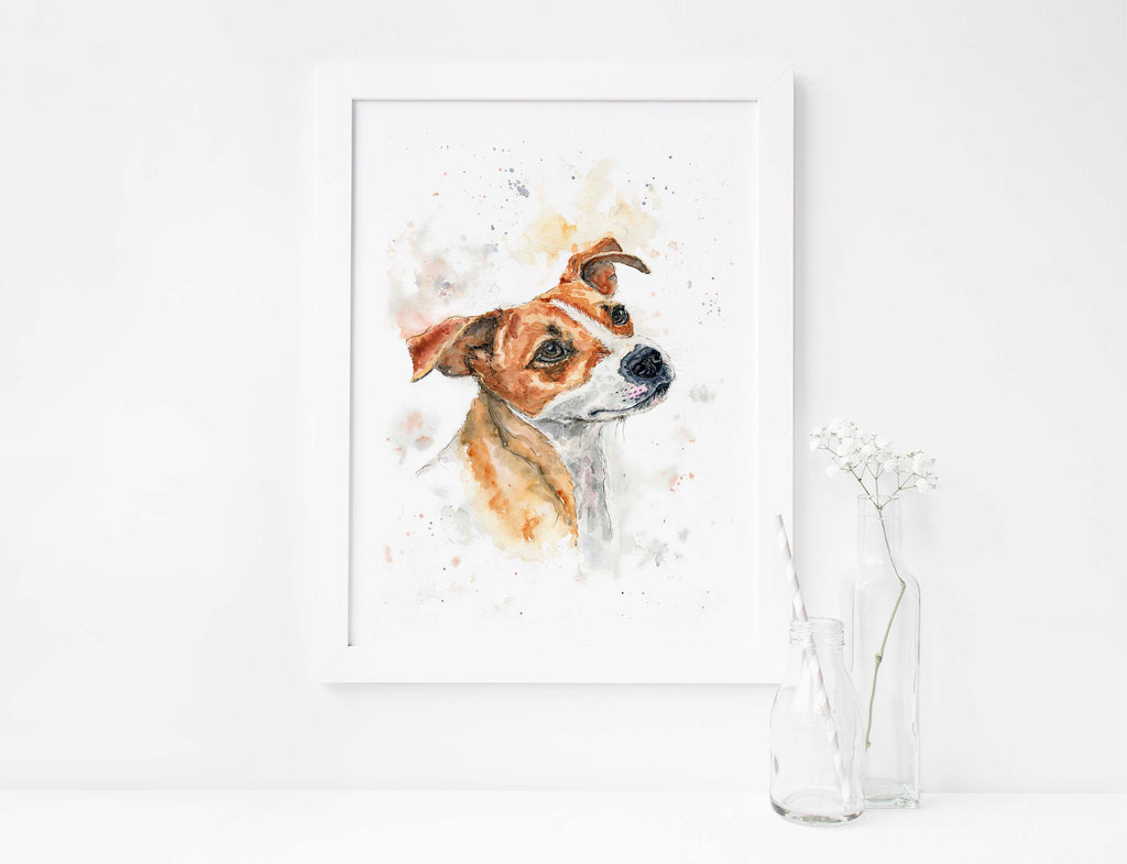 Fine art print of a playful Jack Russell pup, Realistic and lifelike Jack Russell Terrier print, Adorable Jack Russell dog portrait