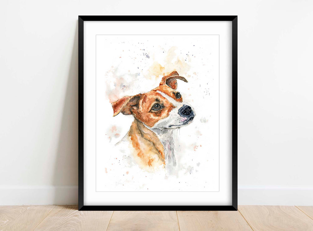 Adorable Jack Russell dog portrait for dog lovers, High-quality archival Jack Russell Terrier art print, Beautifully captured dog art