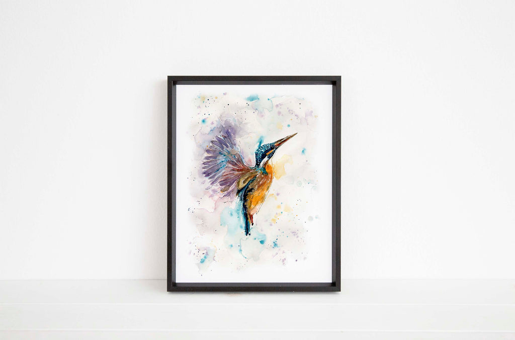 Kingfisher Art Print, Kingfisher Artwork, Watercolour Kingfisher Art, Kingfisher wall art, kingfisher decor, kingfisher art