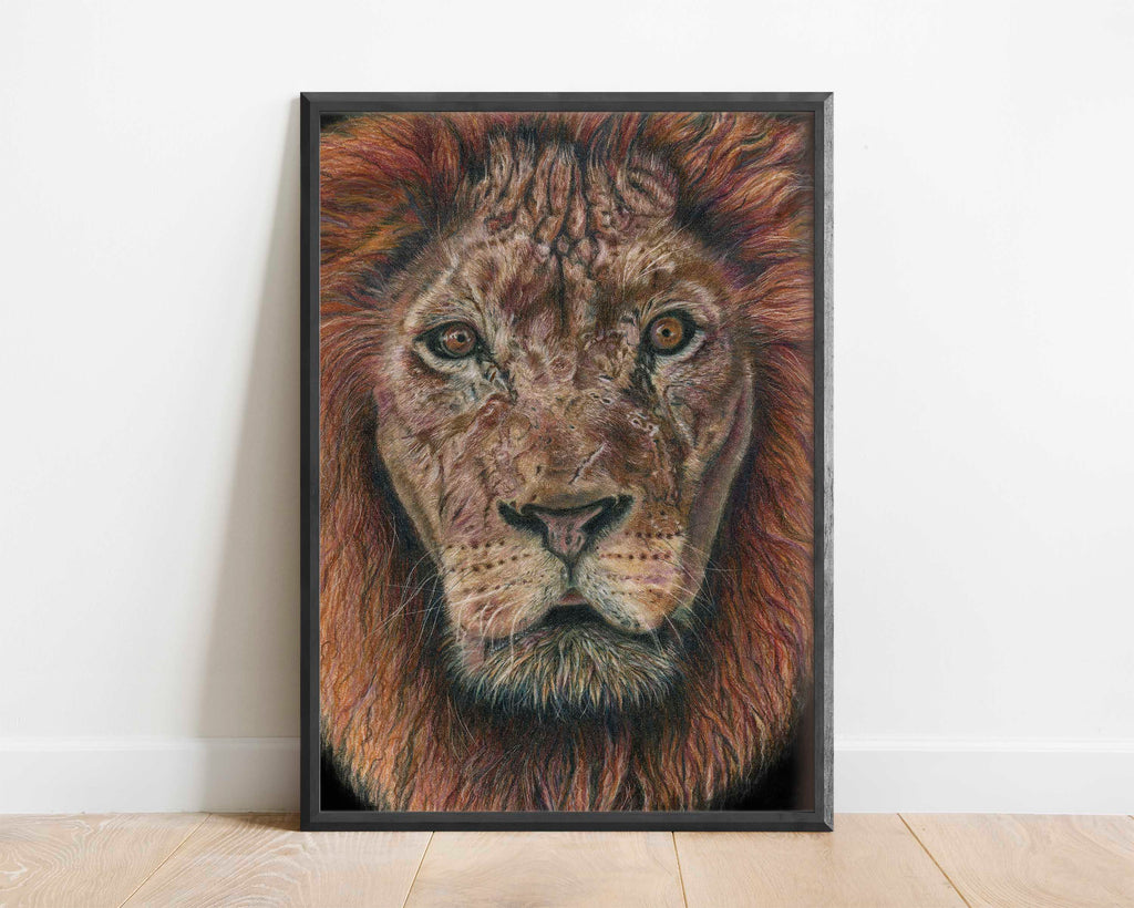 Lion face art for safari themed decor, African lion face wall art print, Lion face artwork for wildlife enthusiasts