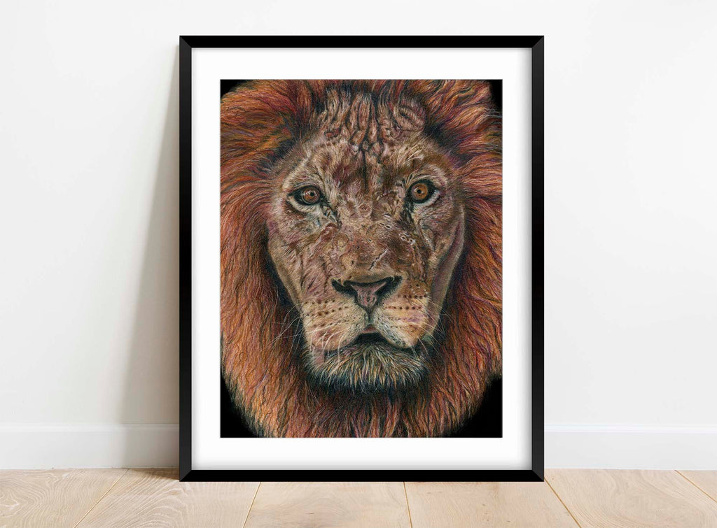 Bold lion face print for modern decor, Lion face art for masculine decor, Regal lion face artwork for office decor