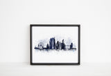 Poster London Print, Cityscape Wall Art Watercoluor Painting Digital, City Skyline House Warming Gift for Men, Modern Art Living Room Decor