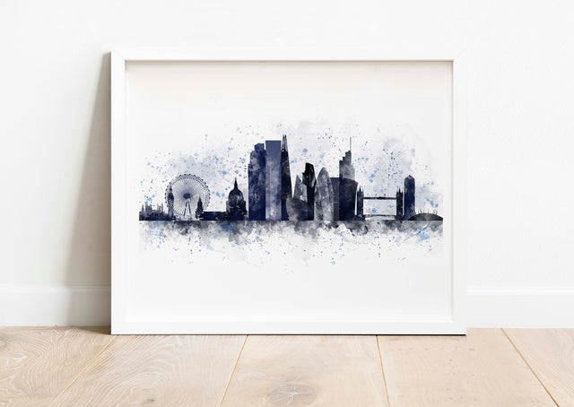 London Skyline Wall Art Print, Modern London Themed Home Decor Art, Poster London Print, Cityscape Wall Art Watercoluor Painting Digital