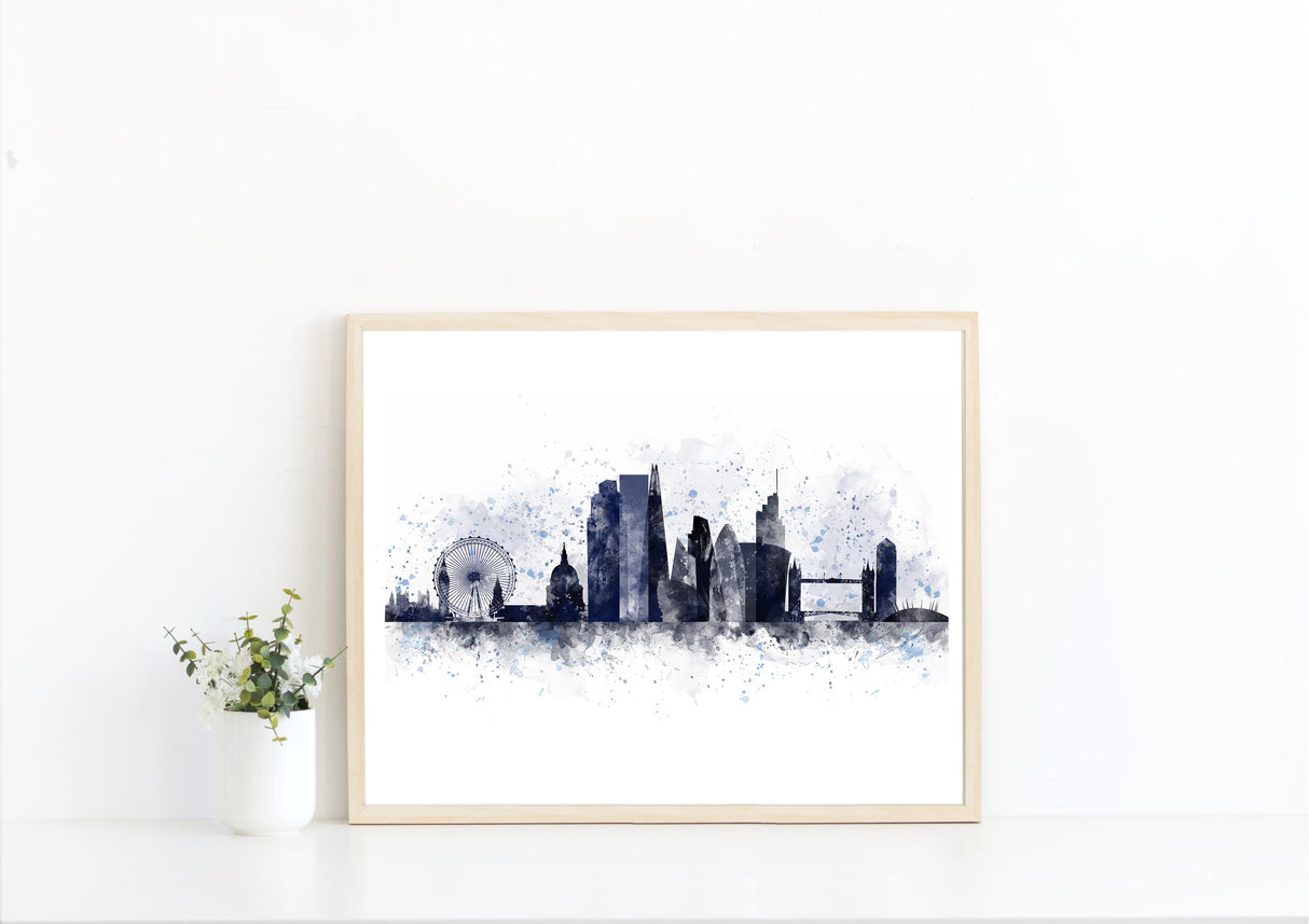 Modern Abstract Art UK, Minimalist Abstract London Print Poster, Watercolour CityScape Wall Art British Gifts, Modern Wall Decor