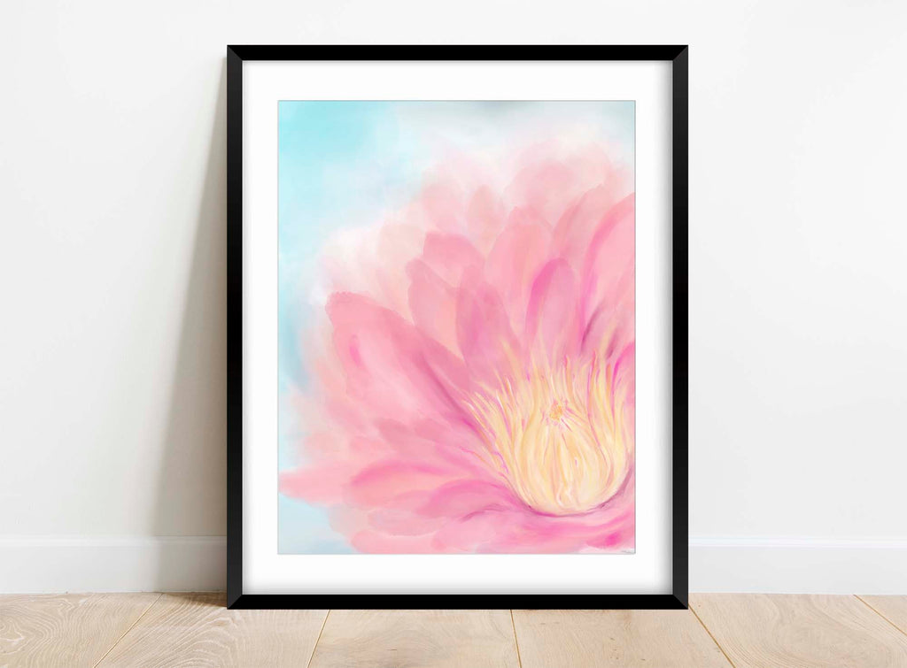 pink lotus flower wall art, lotus flower art, lotus flower wall art uk, pink flower print, pink bedroom decor, flower decor