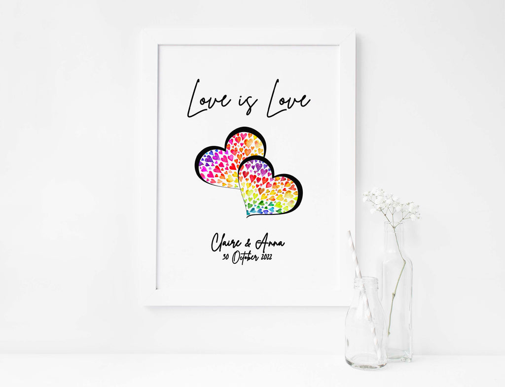 lesbian engagement gifts, gay wedding gifts, gay valentines day gifts, lesbian valentines day ideas, love is love wall art