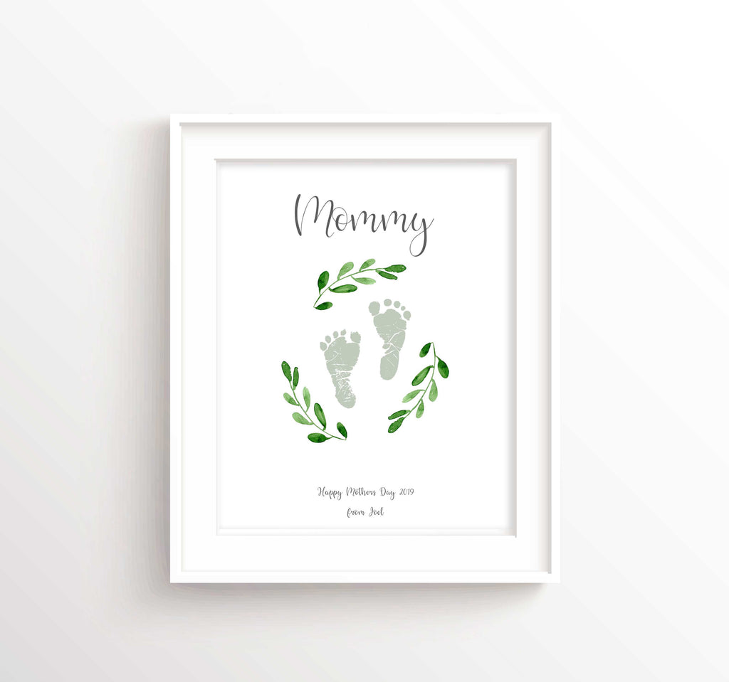 Baby Footprint Wall Art, Personalised Mothers Day Gifts from Baby, baby footprint art for mother's day, mothers day gift