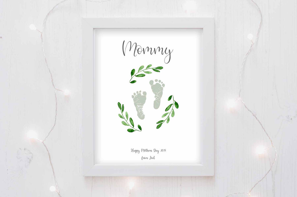 Personalized Mothers Day Gifts, Happy First Mothers Day Gifts, Mothers Day From Baby, baby footprint art for mom