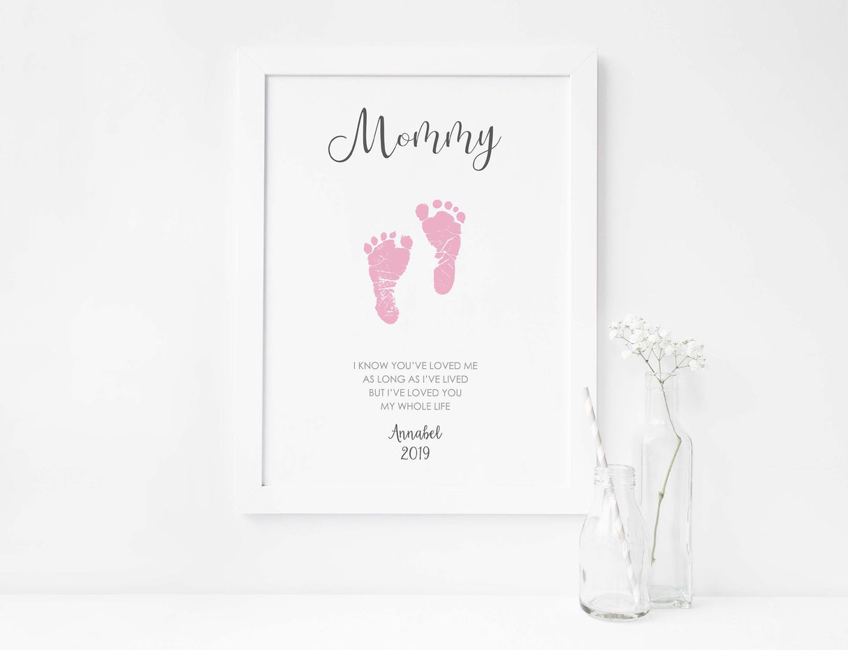 baby footprint mother's day, baby footprint gift, baby footprint gifts, personalised baby footprint, baby footprint ideas