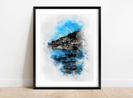Mousehole Harbour Print, Cornwall Wall Art, Coastal & Cornish Art, Mousehole Harbour Print, Cornwall Seascape Print, seascape gift