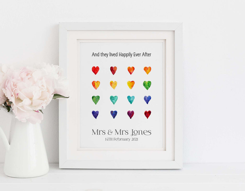 Watercolour Wedding Print, Gifts for Gay Couples or Gay Wedding Gift, gifts for lesbian marriage, lesbian gifts idea