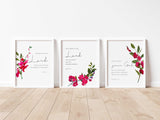 Floral Scripture Print Set / Printables, Modern Christian Wall Art, Christian Prints Set of 3 Wall Art Set of 3, Biblical Gifts