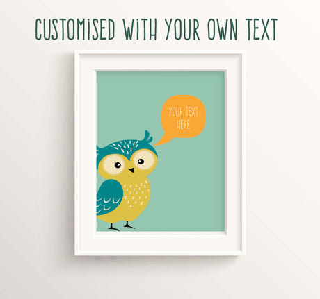 Owl Nursery Decor, Custom Nursery Prints, Woodland Theme Nursery Art, Woodland Theme Nusery Decor, custom quote prints