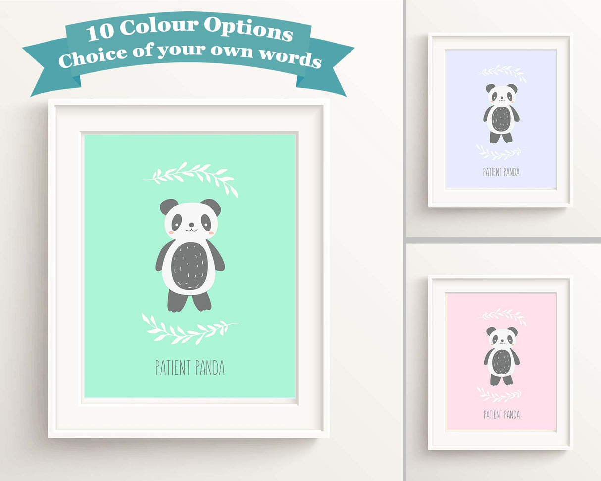 panda nursery wall art, personalised nursery decor, personalised nursery wall art, personalised nursery art, baby room