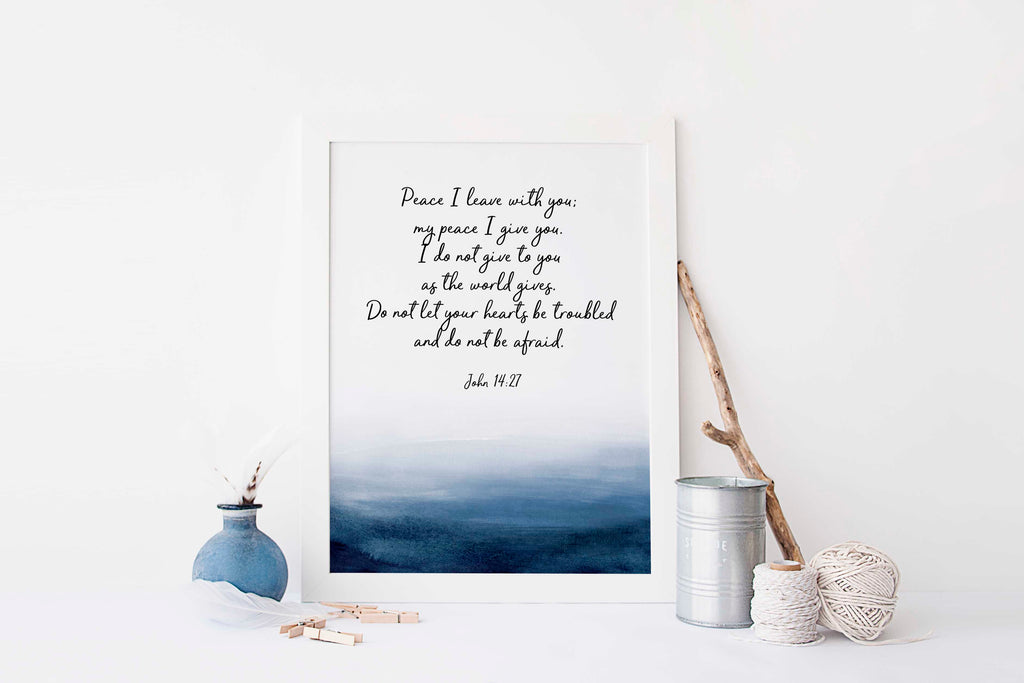 Peace I leave with you Bible Verse Poster, John 14 27 Bible Quotes, Modern Christian Art, Scripture Art Print
