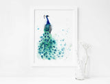 Bird Lover Gifts, Teal Decor, Living Room Wall Art Prints, Peacock Poster, Watercolour Art, Bird Artwork, Bird Print