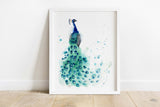 Peacock Wall Art UK, Peacock Prints, Peacock Watercolour Painting Print, Peacock Wall Art, Watercolor Print