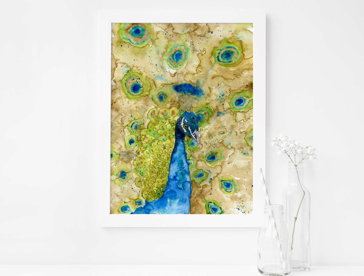 Peacock Wall Art UK, Peacock Prints, Peacock Watercolour Painting Print, Peacock Decor, Peacock Poster, Peacock Prints