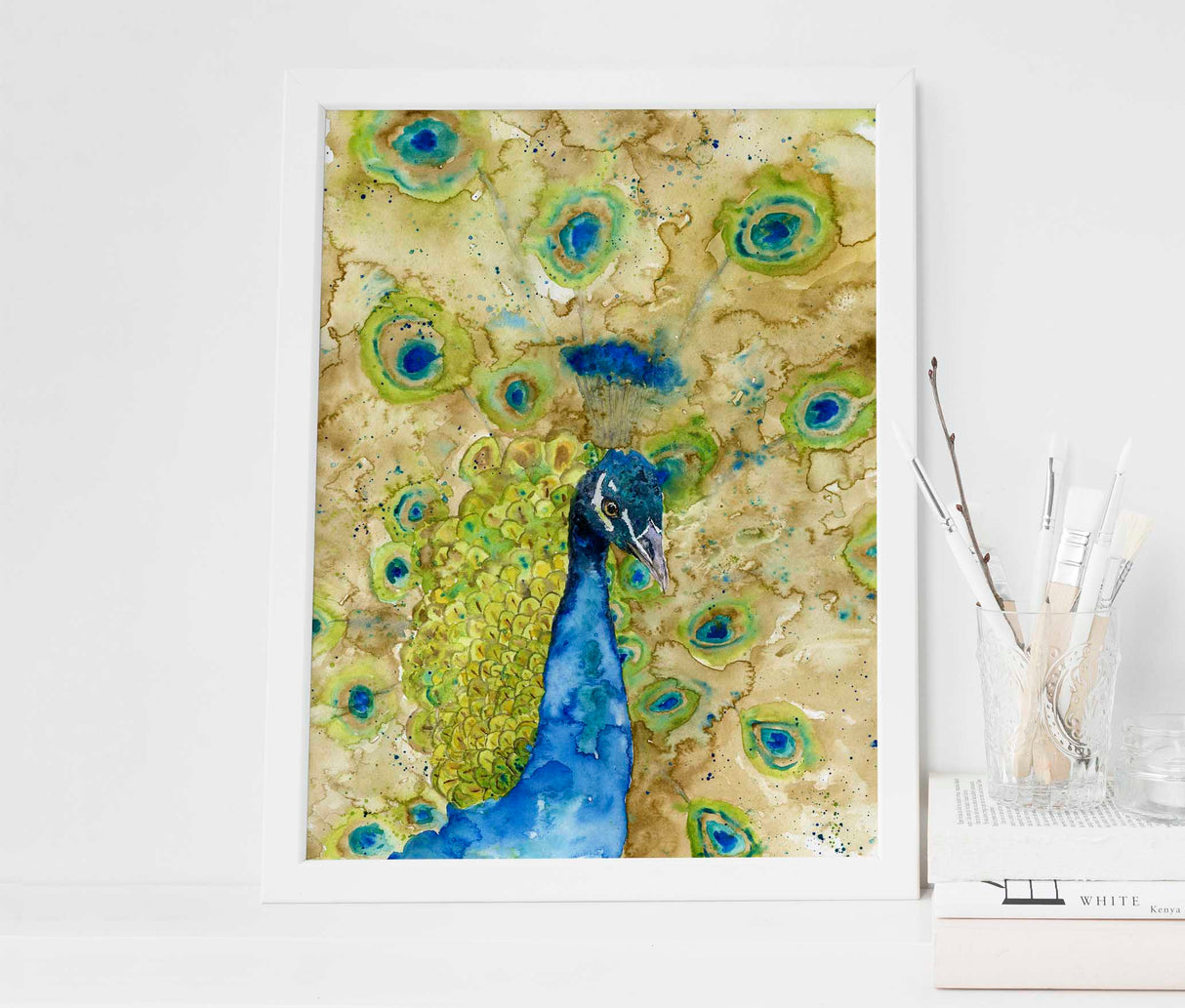 Living Room Wall Art Prints, Peacock Poster, Watercolour Art, Bird Artwork, Peacock Decor, Peacock Wall Art, Peacock Print