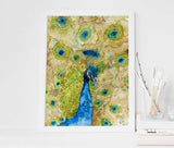 Living Room Wall Art Prints, Peacock Poster, Watercolour Art, Bird Artwork, Peacock Decor, Peacock Wall Art, Peacock Print