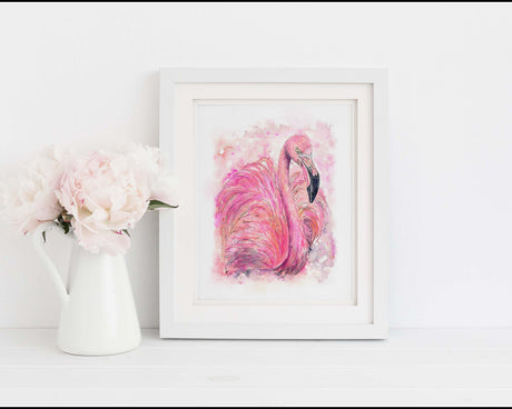 pink flamingo art, pink flamingo print, pink flamingo wall art, pink flamingo picture, pink flamingo painting