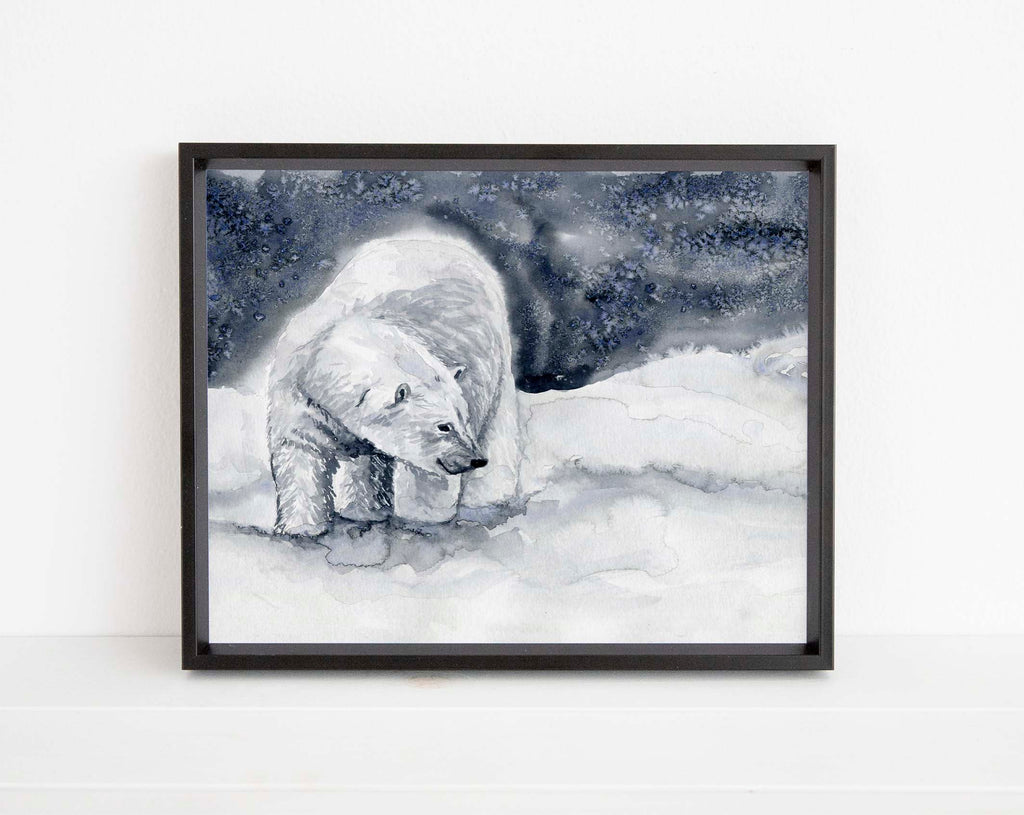 arctic wall art, arctic bear wall art, alaska bear wall art, alaska bear print, akaska wall art, bear in the snow art