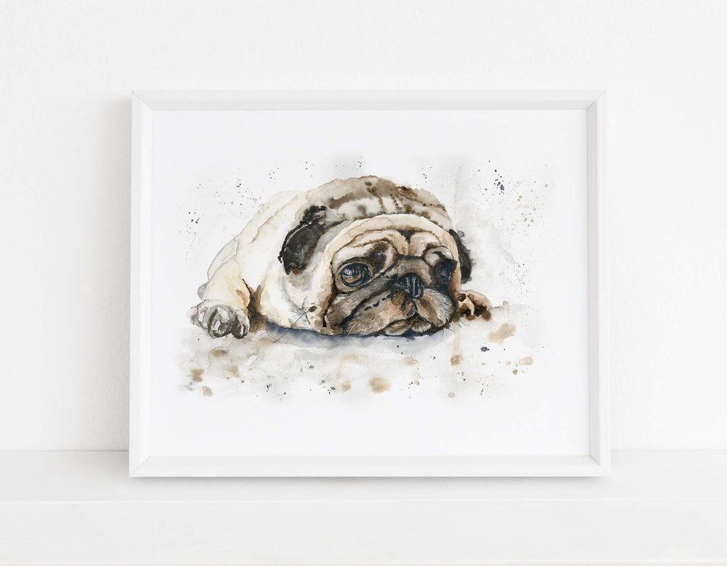Pug Watercolour Paintings, Watercolour Pug Dog, Dog Wall Art Print, watercolour pugs, pug wall art, pug print, pug decor