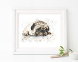 pug decor pictures, pug picture, dog watercolour, watercolour dogs, dog watercolor, watercolour dog, watercolor dog