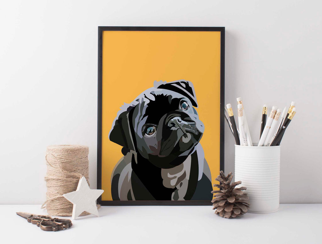 dog popart, dog art contemporary, pug puppy art, pug art print, pug wall art, cute pug art, dog wall art, dog print