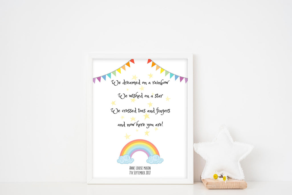 IVF Baby Gifts, Rainbow Baby Wall Decor, Personalised Rainbow Baby Gifts for Nursery, Personalized rainbow birth announcement print
