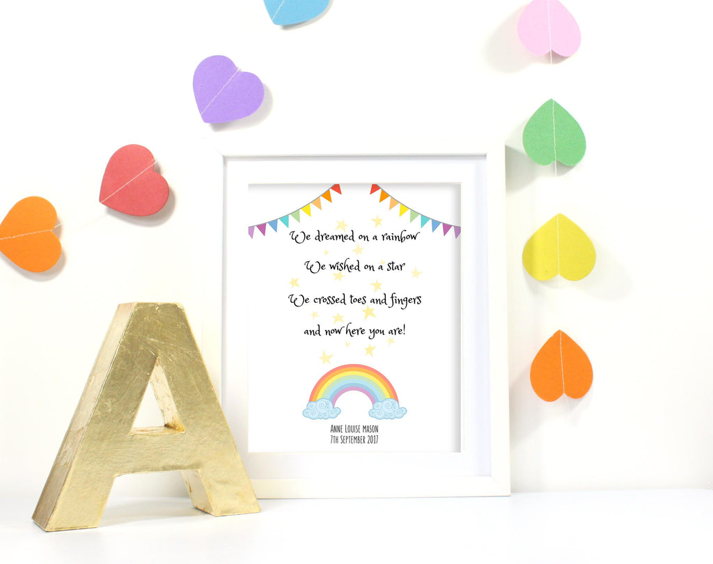 Rainbow Baby Gifts, Personalised Baby Girl Gifts, Custom Baby Name Wall Art Rainbow Baby Wall Art, Rainbow-themed baby gift