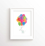 Elephant Nursery Wall Art Print, Kids Room Rainbow Playroom Accessories, Gender Neutral Baby Gifts