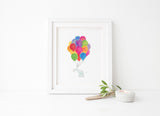 Rainbow Elephant Art Print, Watercolour Elephant Wall Art, New Baby Elephant Gift, Elephant Nursery