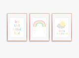  hello sunshine picture, rainbow poster, childrens prints, pastel rainbow nursery, pastel rainbow nursery decor, baby art