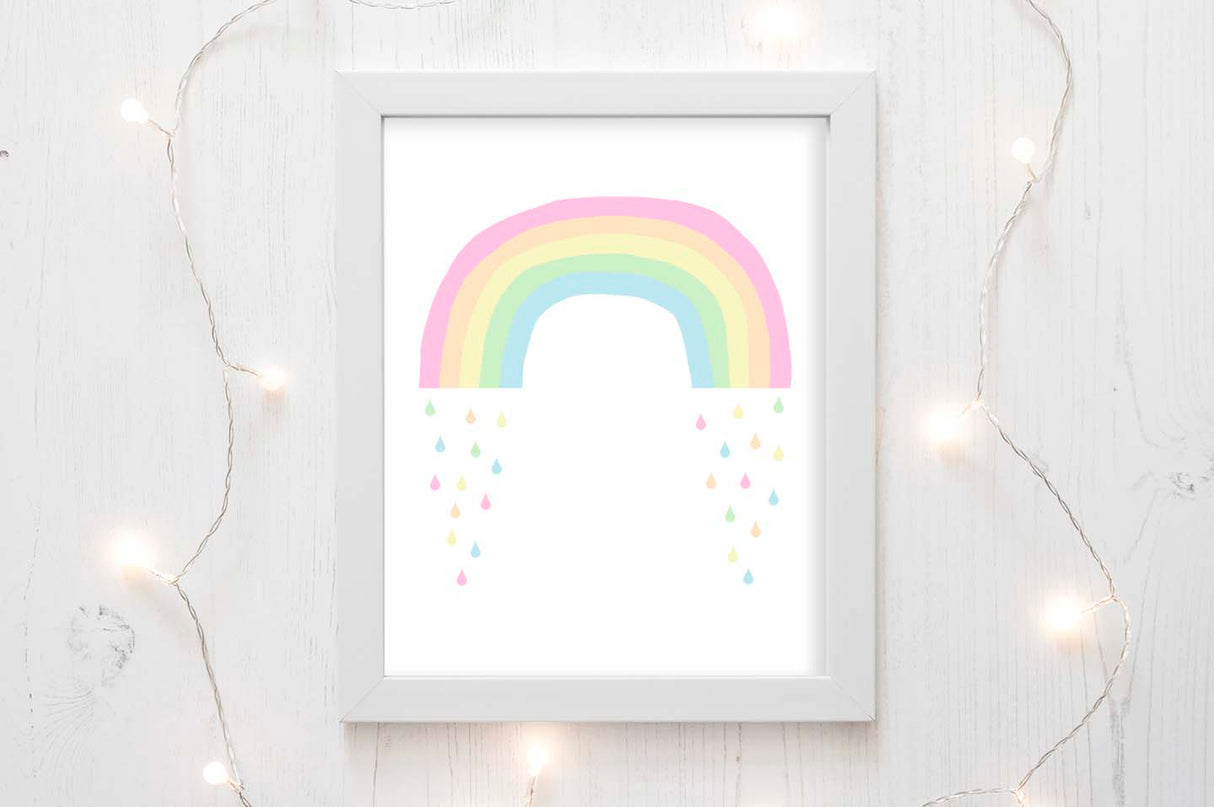 pastel nursery ideas, pastel nursery wall art, pastel nursery prints, Baby Rainbow Poster for Girls Room