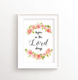 Pretty Scripture Artwork,Rejoice in the Lord Philippians 4 4 Bible Verse Wall Art Print, Floral Christian Gifts A4