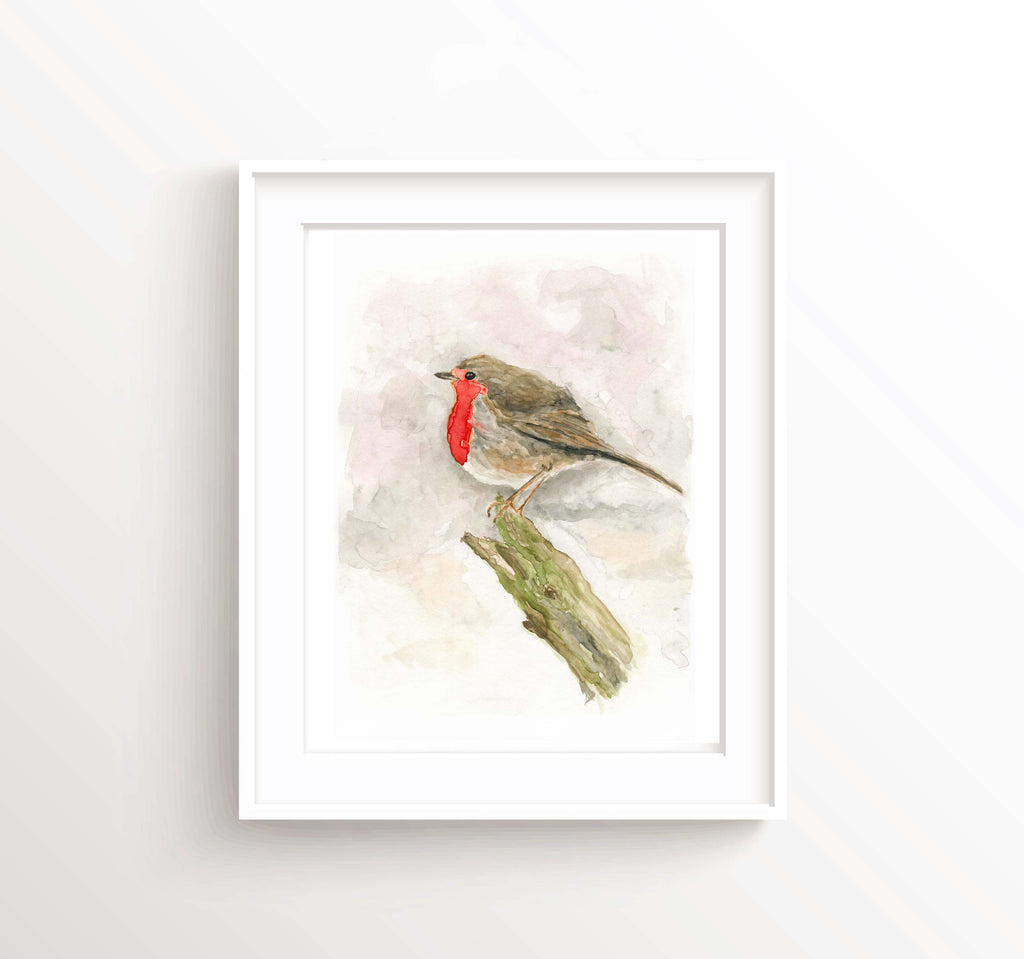 Robin RedBreast Gifts Bird Art Prints, Watercolour Robin Wall Art, Bird Lover Gifts, Bird Poster