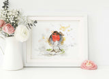 Robin bird artwork for office decor, Robin bird poster for wall decoration, Nature-inspired robin bird print, Red robin bird watercolor art